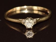 A 9ct gold ring set with a diamond, 0.9g, size M