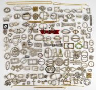 A collection of diamanté and paste set buckles including Victorian, Art Deco, etc