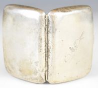 George V hallmarked silver cigarette case with hinge out holders to interior with 'Diplomat' name to