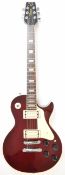 Vantage 510 or similar Les Paul style electric guitar in burgundy finish with rosewood fretboard,