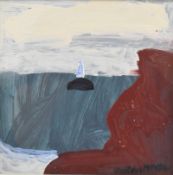 Christine L. McArthur RSW (Scottish born 1953) acrylic seascape ‘Lighthouse: Light in The Sky: Green