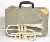 Boosey & Hawkes 'Imperial' silver plated cornet, serial no. LP 355555, in fitted case.