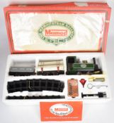 Mamod RS1 live steam garden railway set comprising 0-4-0 tank locomotive, length 22cm, log wagon and