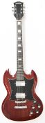 Avon Rose-Morris SG style electric guitar model 3404 in heritage cherry red finish with rosewood