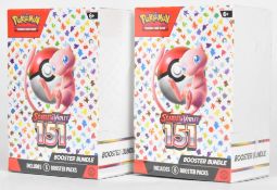 Two Pokémon Scarlet & Violet 151 sealed Booster Bundle boxes, each containing six booster packs,