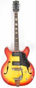 Commodore N25 semi-acoustic Gibson ES-335 style guitar in cherry sunburst finish with rosewood