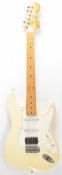 Electra Fender Stratocaster style electric guitar in off-white finish with maple neck, black