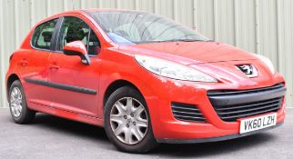 Single owner 2010 Peugeot 207 S 1360cc manual petrol car registration number VK60 LZH, with V5c. MOT