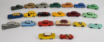 Twenty one Dinky Toys diecast model cars to include Jaguar Type D, Rolls-Royce Silver Wraith, MG