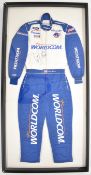 [Stock Car Racing] Pair of former NASCAR American Casey Mears signed racing overalls in blue and