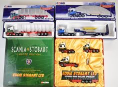 Three Corgi diecast model Scania HGV boxed sets comprising Hauliers of Renown and Scania @ Stobart