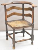 19thC country corner chair with elm or similar seat