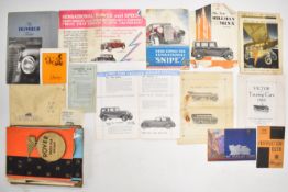 1920 and 1930s vintage car brochures to include Triumph 1933, Triumph Ten, Vauxhall 12 and 14,