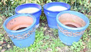 Two pairs of glazed jardinières / garden planters, largest 36 x H30cm