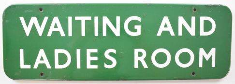 British Railways Southern Region vintage enamel Waiting and ladies room station door sign, 15.5 x