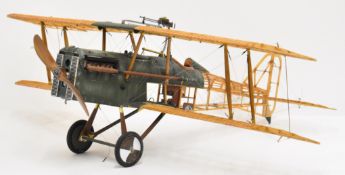 WW1 SE5 1:8 scale model aeroplane with wood and metal features, wingspan 102cm.
