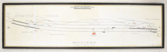 Beechgrove GWR signal box diagram, dated lower right 28-10-43, in ebonised frame, overall size 44