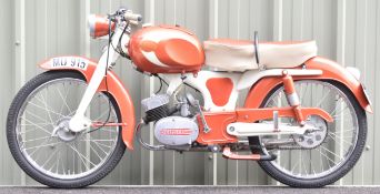 Circa 1956 Gimson 65cc 2 stroke Spanish motorcycle with two speed gearbox operated from the left