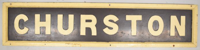 Churston Great Western Railway station running in board, the station now being on the Dartmouth