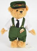 Steiff  Flying Scotsman teddy bear with beige mohair, hat, badge and suit, 664694, height 28cm