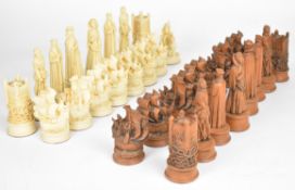 Berkeley chess set with pieces in the form of Elizabethan historical figures, height of king 13cm.