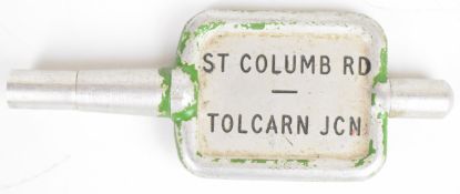 GWR or BR(W) aluminium key token St Columb Rd - Tolcarn Jcn, length 17.5cm