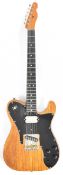 Custom Fender Telecaster style electric guitar in natural walnut wood finish with ebony fretboard,