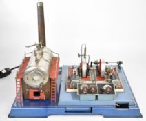 Wilesco D32 twin cylinder live steam plant, the electric fired boiler having safety valve and
