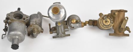 Three Austin Seven interest carburettors comprising SU OM, SU HS2 and a Zenith 30HAZA bronze example