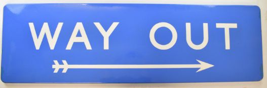 British Railways Scottish Region vintage enamel Way Out station sign with arrow to right below, 45 x