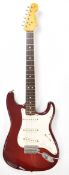 Fernandes 'The Revival' Stratocaster style electric guitar in burgundy finish with rosewood