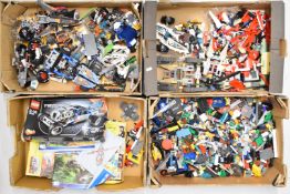 A collection of loose and part built Lego and minifigures to include Ninjago, The Lone Ranger,