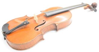 Paul Bailly violin with 36cm two piece flame back, overall length 59cm, in fitted case