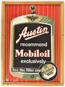 Austin Recommend Mobiloil reproduction vintage car interest enamel sign, 60 x 43cm