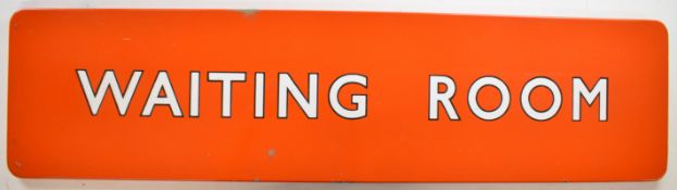 British Railways North Eastern Region vintage enamel Waiting Room station sign, 30.5 x 122cm