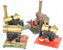 Bowman M158 live steam engine with single oscillating cylinder together with three Bowman M167, M175