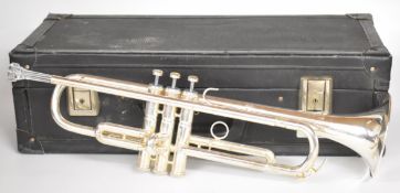 Boosey & Hawkes 'B&H 400' silver plated trumpet, serial no. 774970, in fitted case.