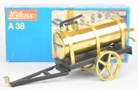 Wilesco A38 water cart to suit live steam roller or similar, with black chassis and brass tank, in