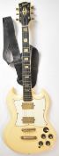 Greco SG style electric guitar in off white / cream finish, likely 1970's, made in Japan, with