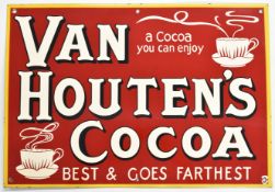 Van Houten's Cocoa enamel advertising sign, 35 x 51cm