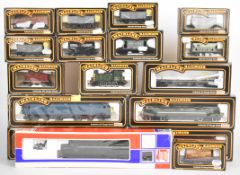 Six Mainline and Jouef 00 model railway diesel locomotives together with eleven goods wagons, all in