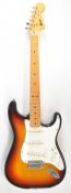Maya Stratocaster style electric guitar in sunburst finish with maple neck, black inlays and