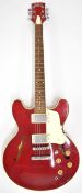 Tanglewood Memphis semi-hollow electric guitar in burgundy finish with rosewood fretboard,