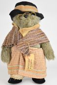 Gabrielle Designs Paddington Bear 'Aunt Lucy' with black felt hat, spectacles, brown woollen