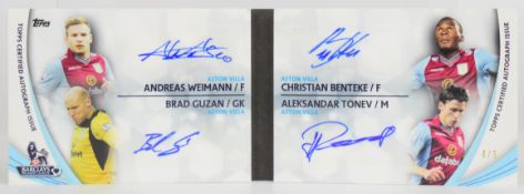 Topps Premier Gold 2013 quad autographed book chase card comprising signatures of Andreas Weimann,