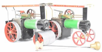 Two Mamod TE1A live steam traction engines, both with lever reverser, whistle and meths burners, one