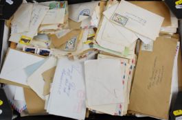 Large quantity of Jamaica stamps on commercial covers (two boxes)