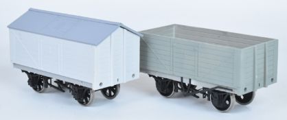 Two Northern Finescale part built gauge 1 goods wagons comprising open wagon and peaked roof salt or