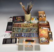 Very large quantity of artist's materials including oil paints, acrylics, pastels, some unopened