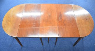 19thC mahogany double D-end dining table with drop leaf centre table raised on square tapering